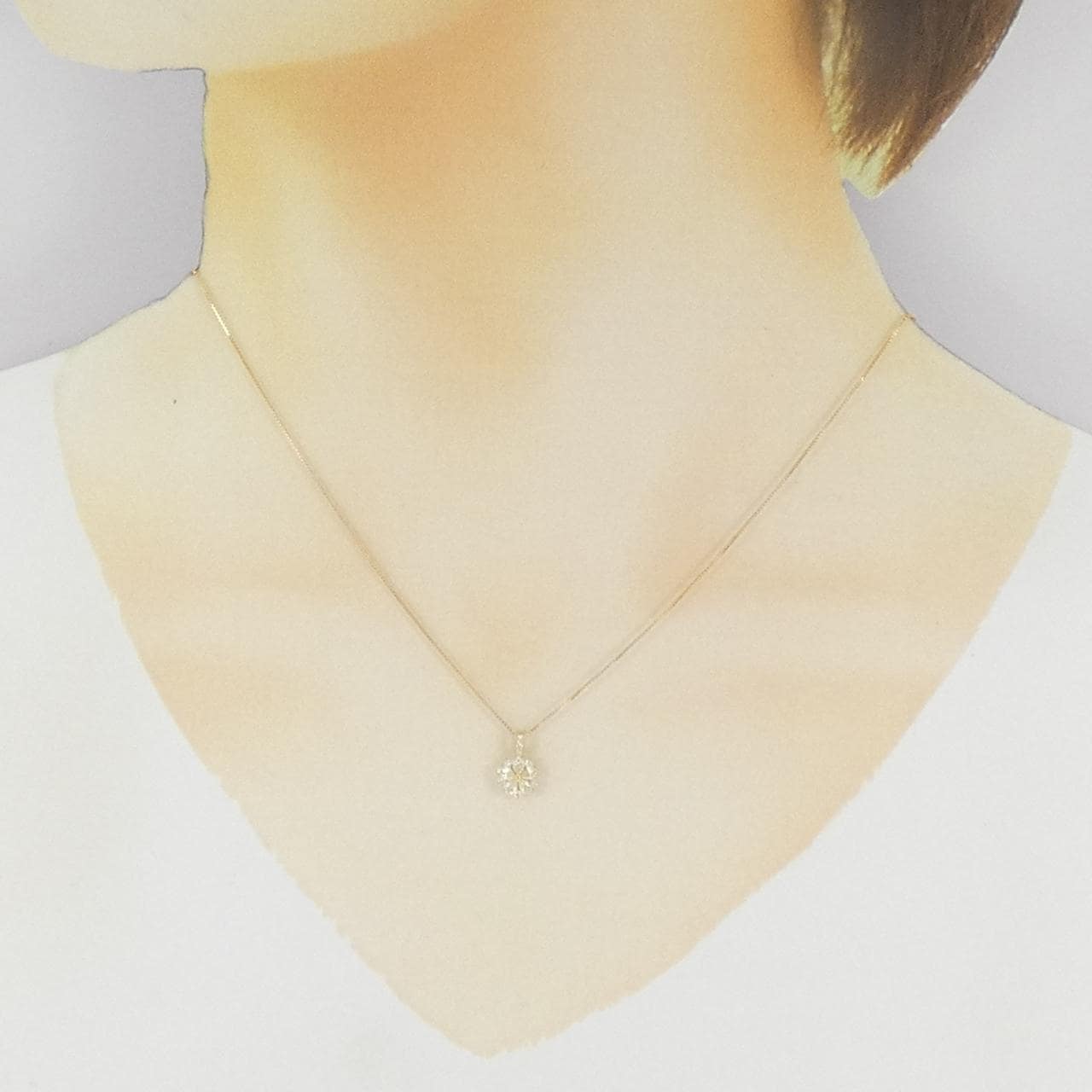 【新品】K18YG フラワー ダイヤモンド ネックレス 0.30CT