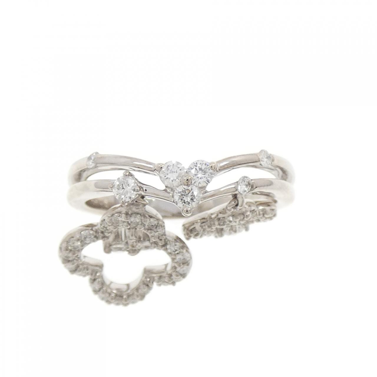 K18WG フラワー ダイヤモンド リング 0.50CT