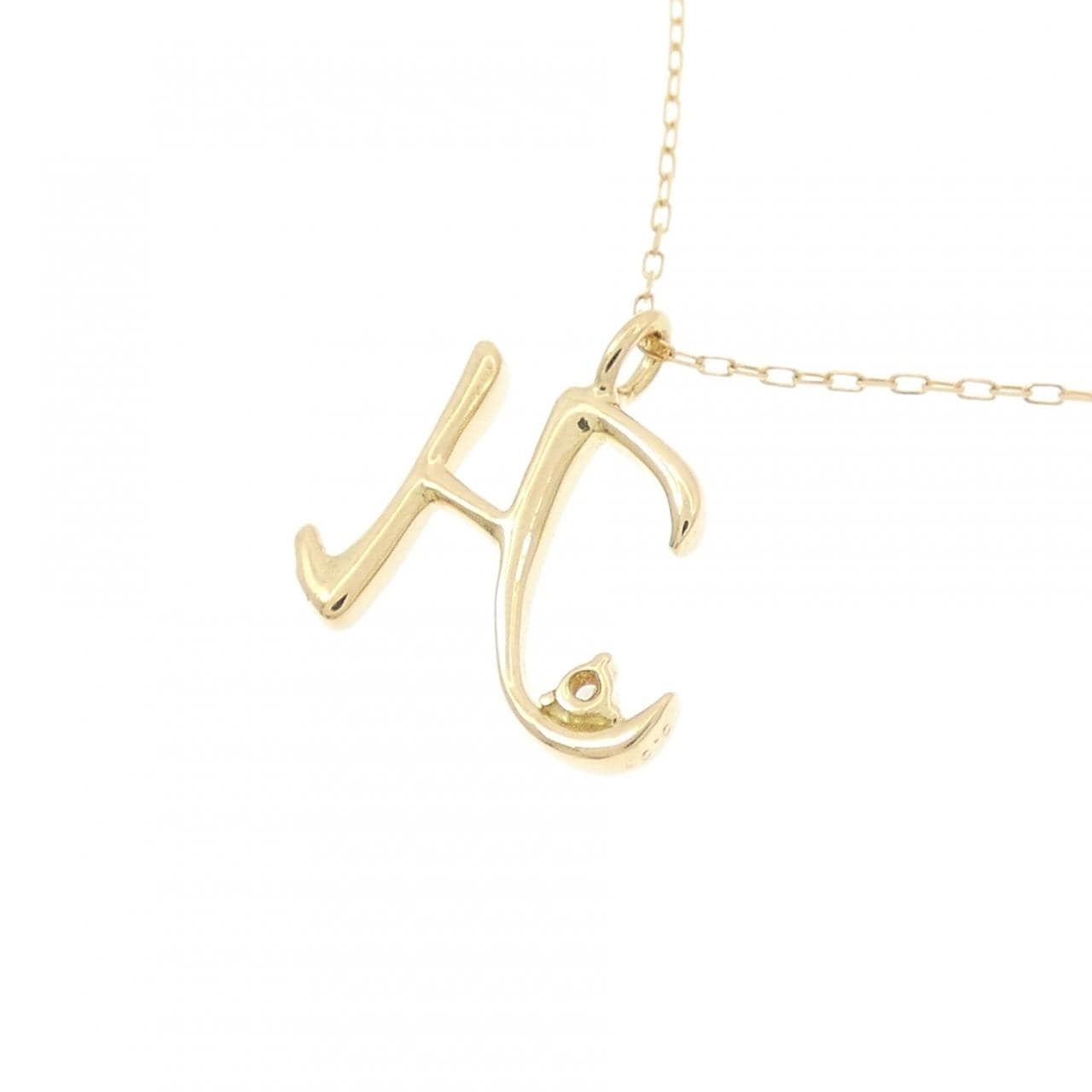 K18YG イニシャルH ダイヤモンド ネックレス 0.01CT