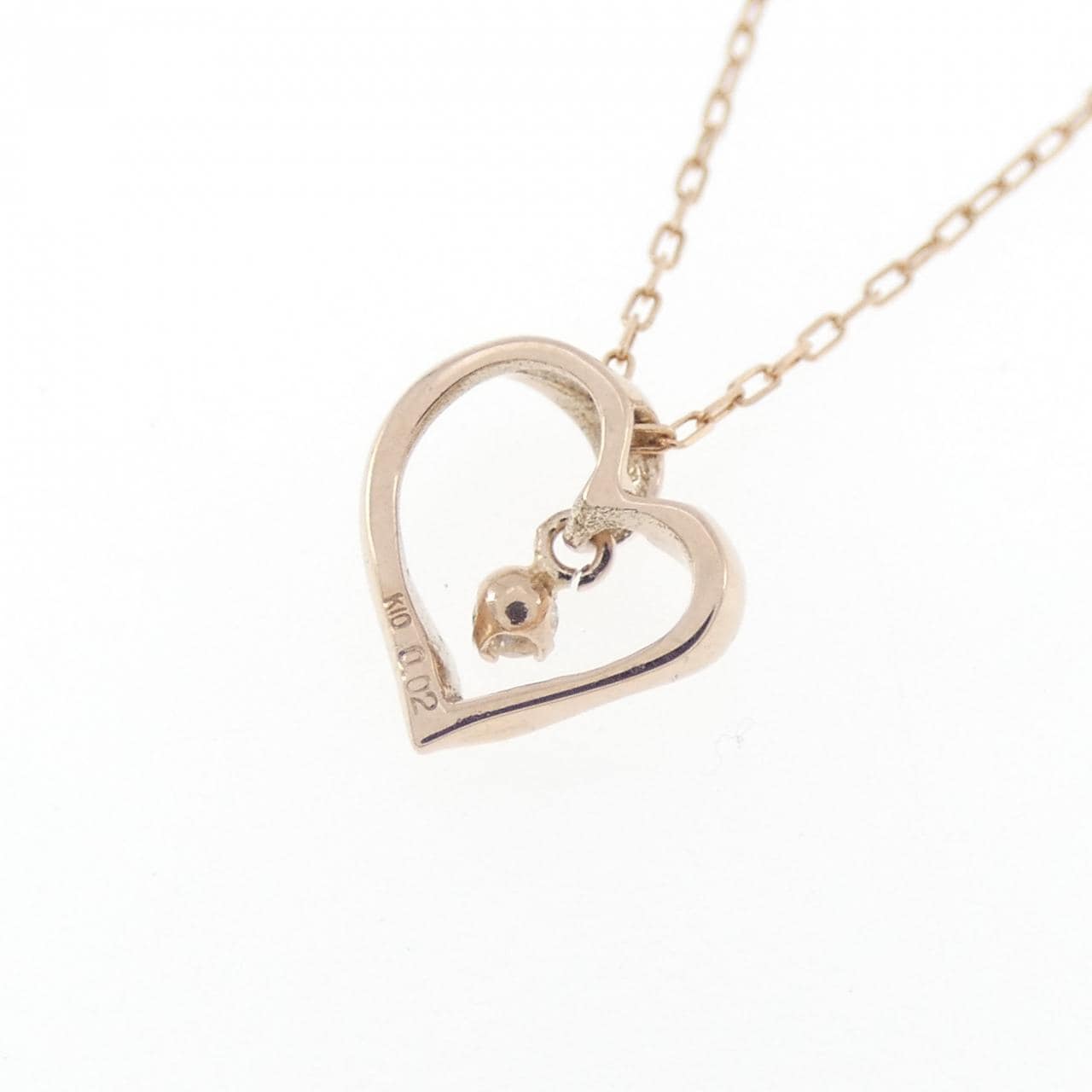 K10PG ハート ダイヤモンド ネックレス 0.02CT