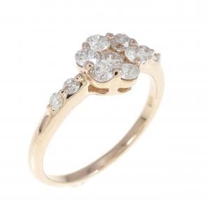 K18PG フラワー ダイヤモンド リング 0.50CT