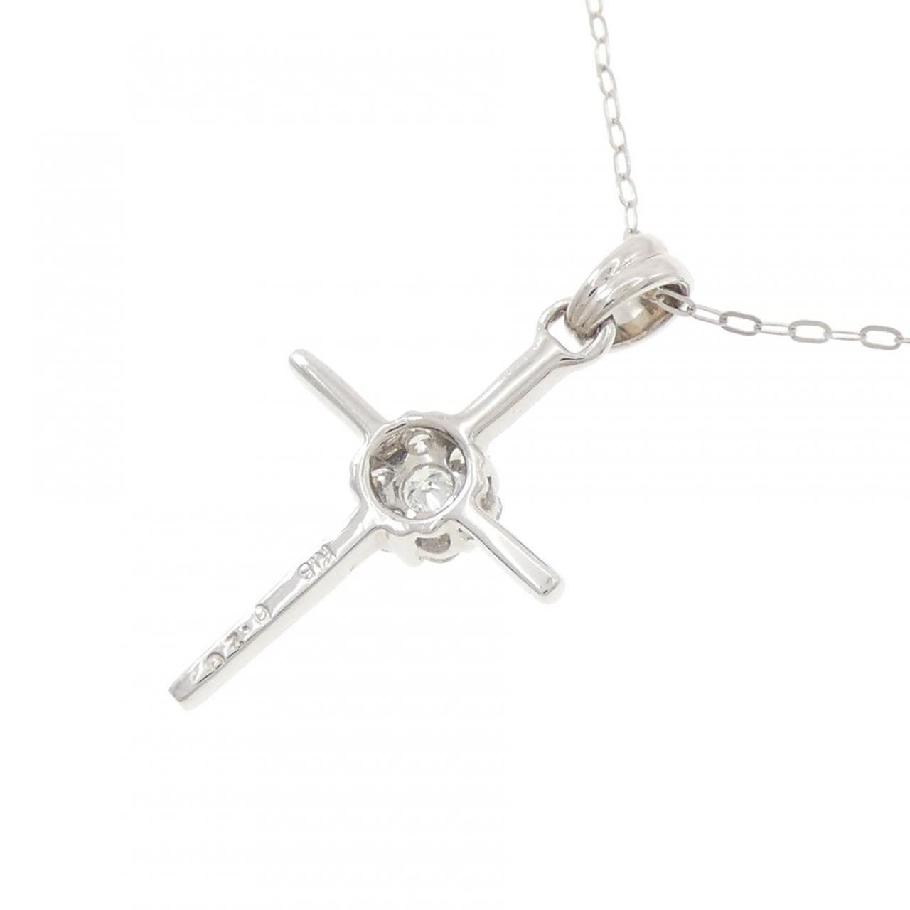 K18WG クロス ダイヤモンド ネックレス 0.20CT