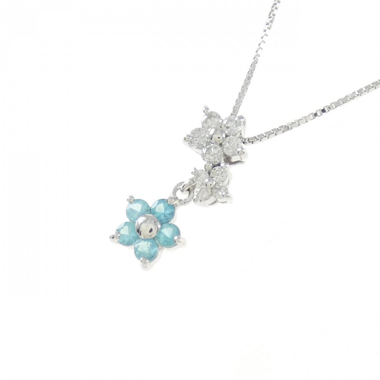 K18WG フラワー トルマリン ネックレス 0.14CT
