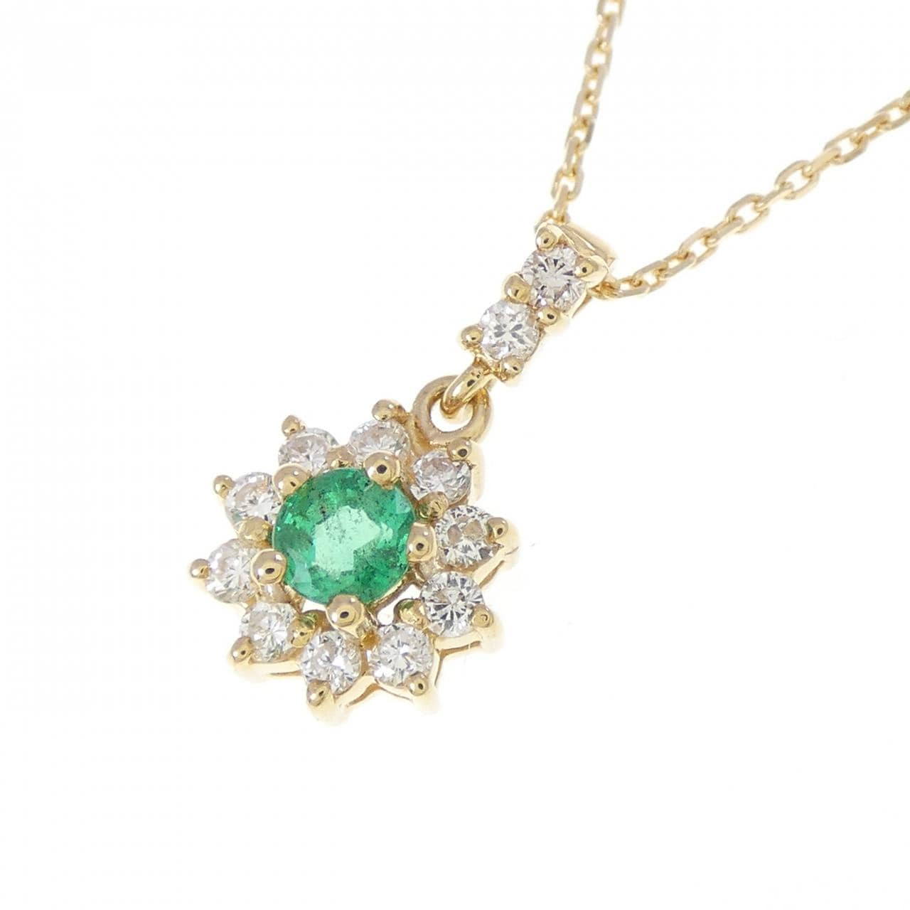 18KTYG/K18YG エメラルド ネックレス 0.22CT