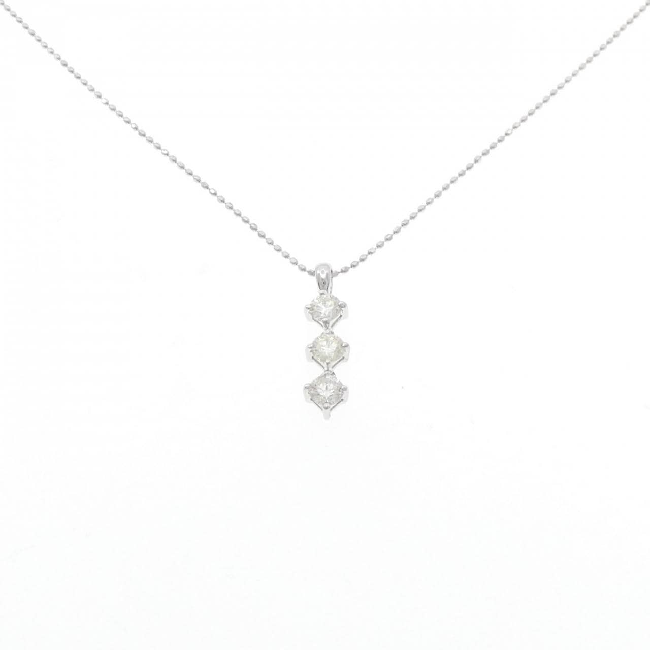 K18WG スリーストーン ダイヤモンド ネックレス 0.500CT