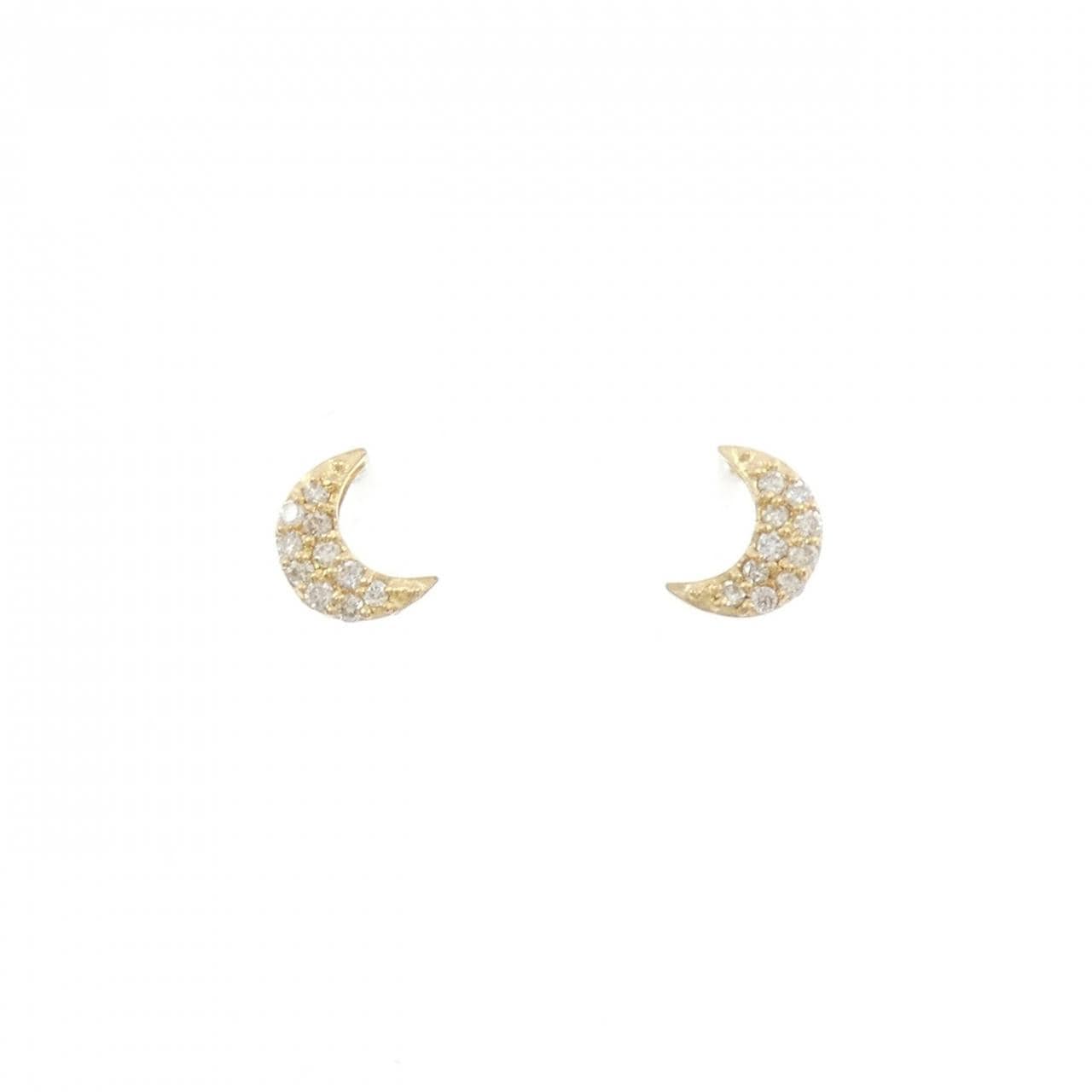 K18YG ムーン ダイヤモンド ピアス 0.10CT