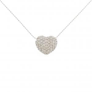 K18WG ハート パヴェ ダイヤモンド ネックレス 1.00CT