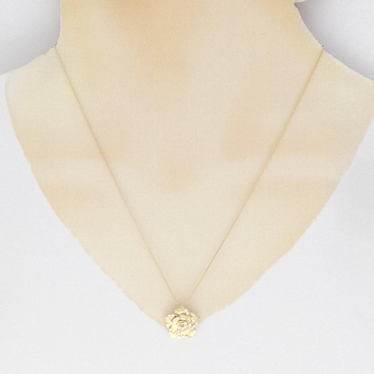 K18YG フラワー ダイヤモンド ネックレス 0.17CT