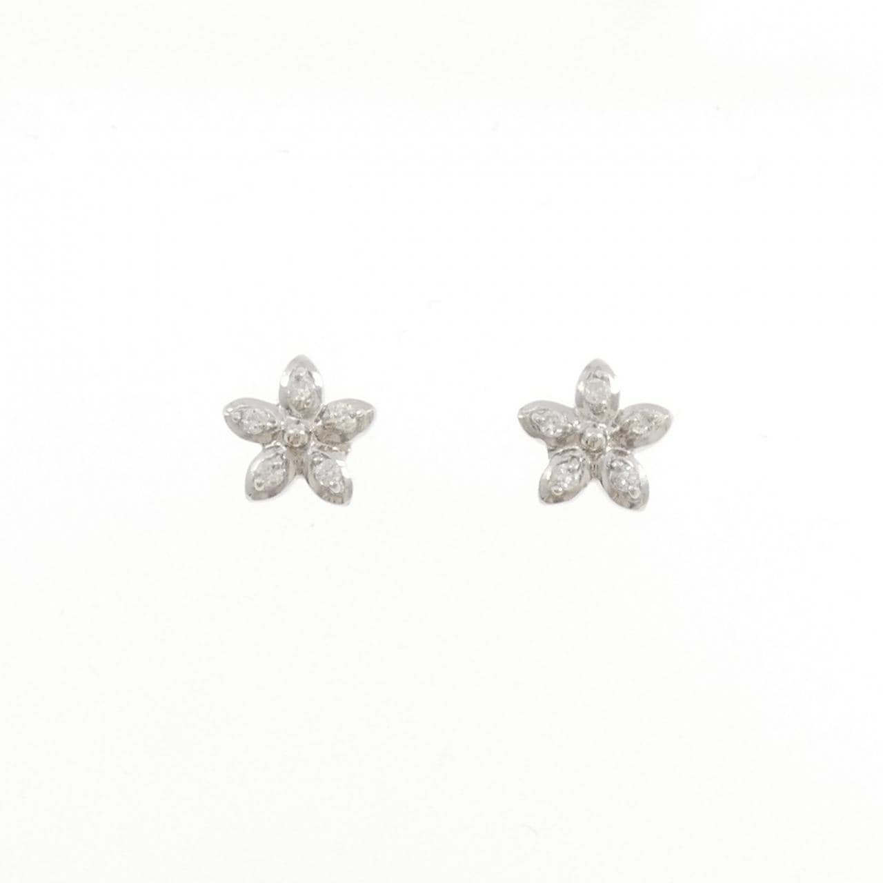 PT900 フラワー ダイヤモンド ピアス 0.08CT