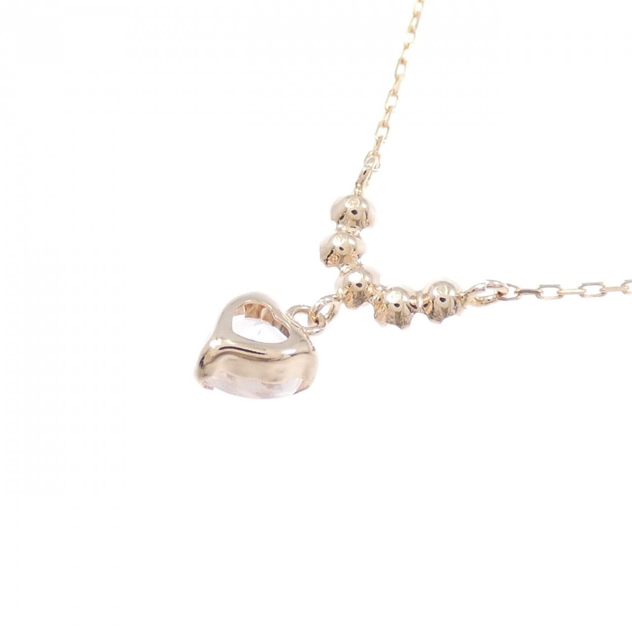 K10PG ハート ローズクオーツ ネックレス