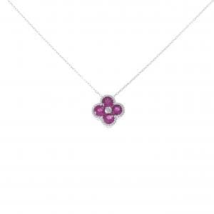 K18WG フラワー ルビー ネックレス 0.55CT