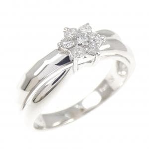 K14WG フラワー ダイヤモンド リング 0.19CT