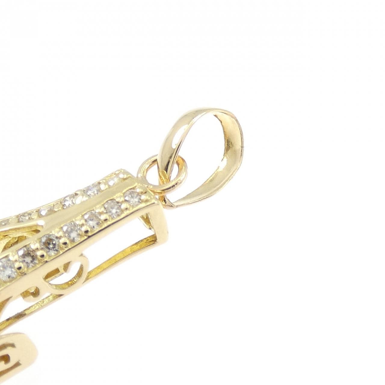 K18YG ナンバー4 ダイヤモンド ペンダント 0.11CT