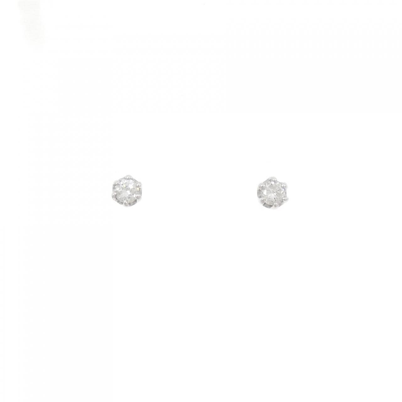 K10WG ソリティア ダイヤモンド ピアス 0.10CT