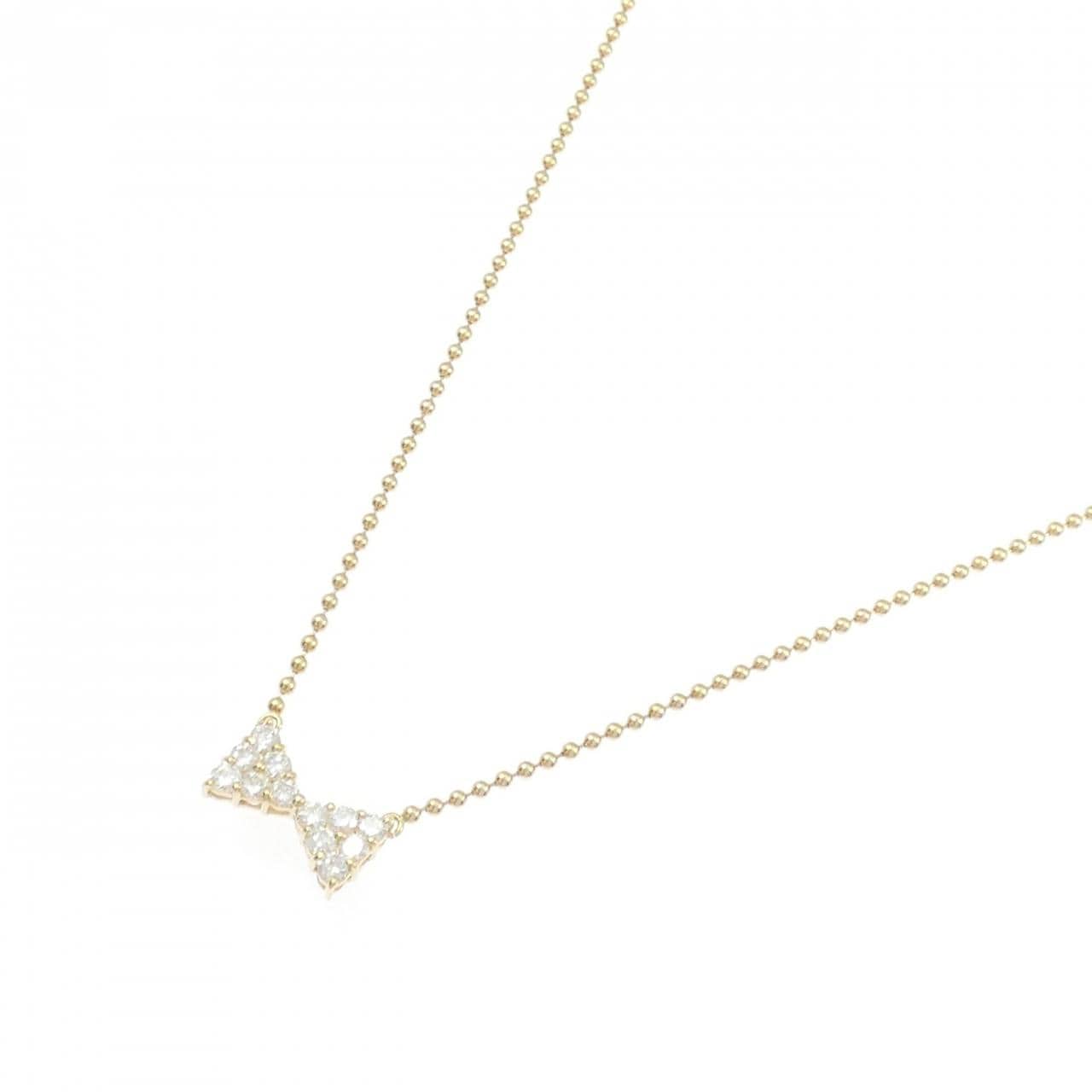 K18YG リボン ダイヤモンド ネックレス 0.50CT