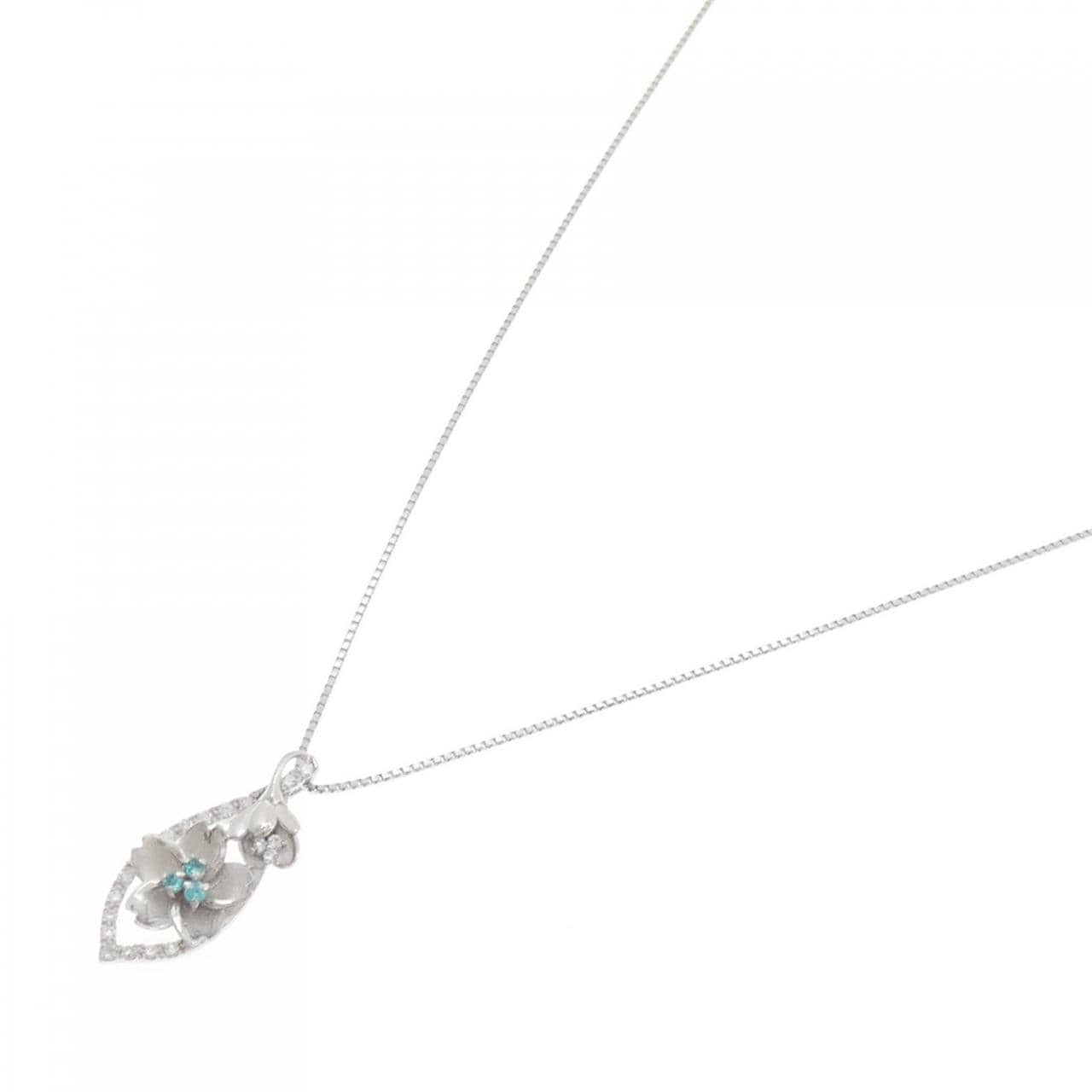 PT900/PT850 フラワー パライバトルマリン ネックレス 0.05CT
