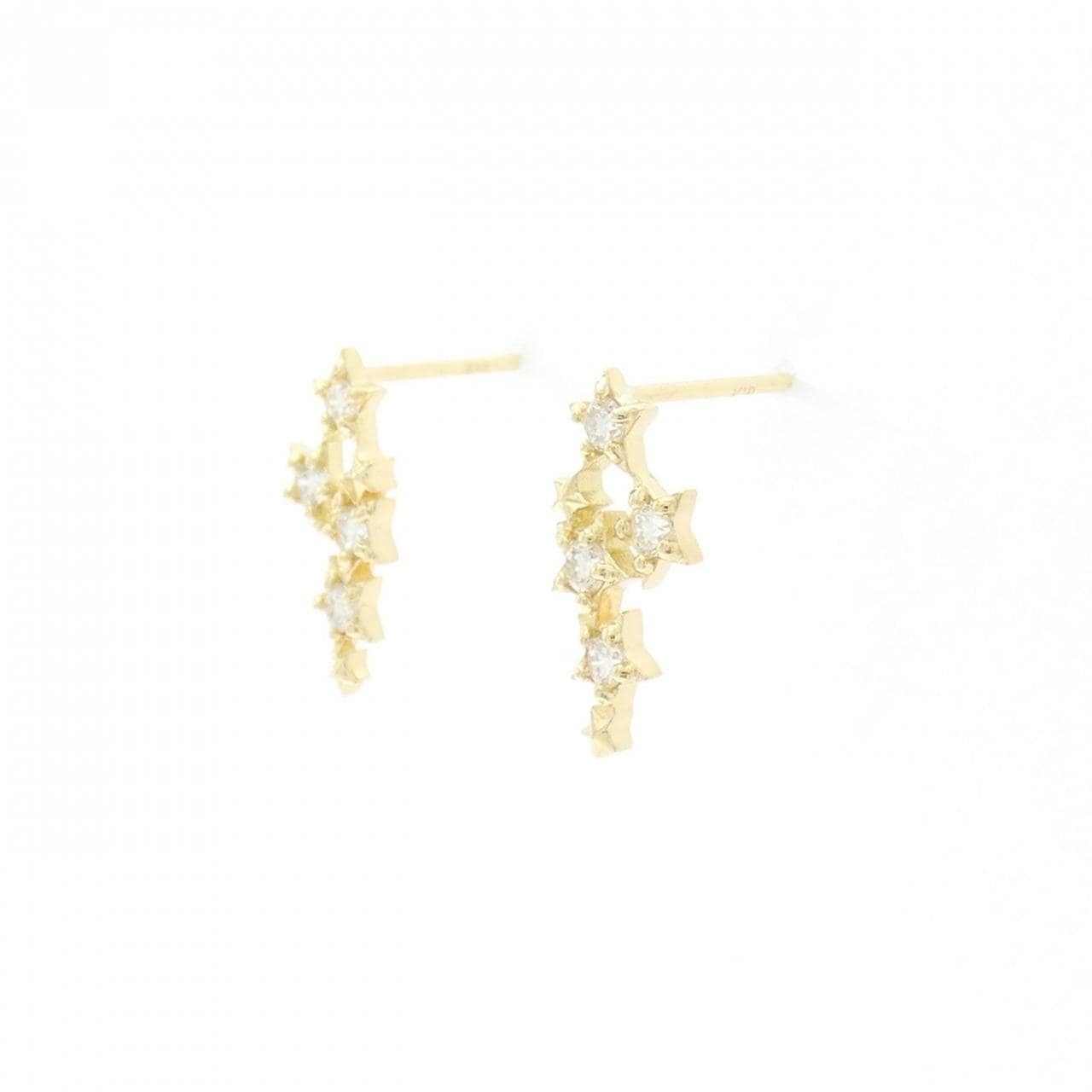 [再加工款] K18YG 星形钻石耳环 0.20CT