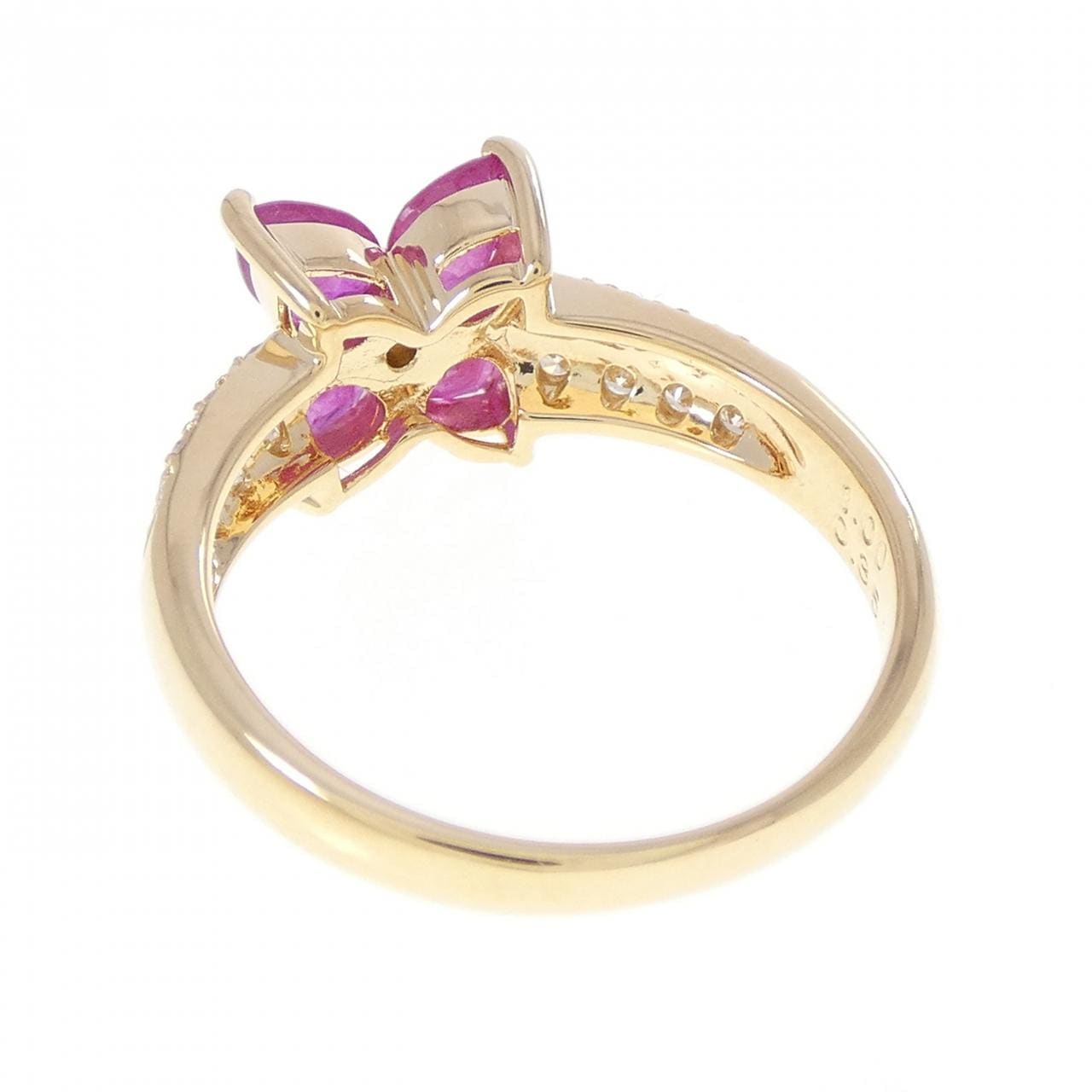 K18YG フラワー ルビー リング 1.00CT