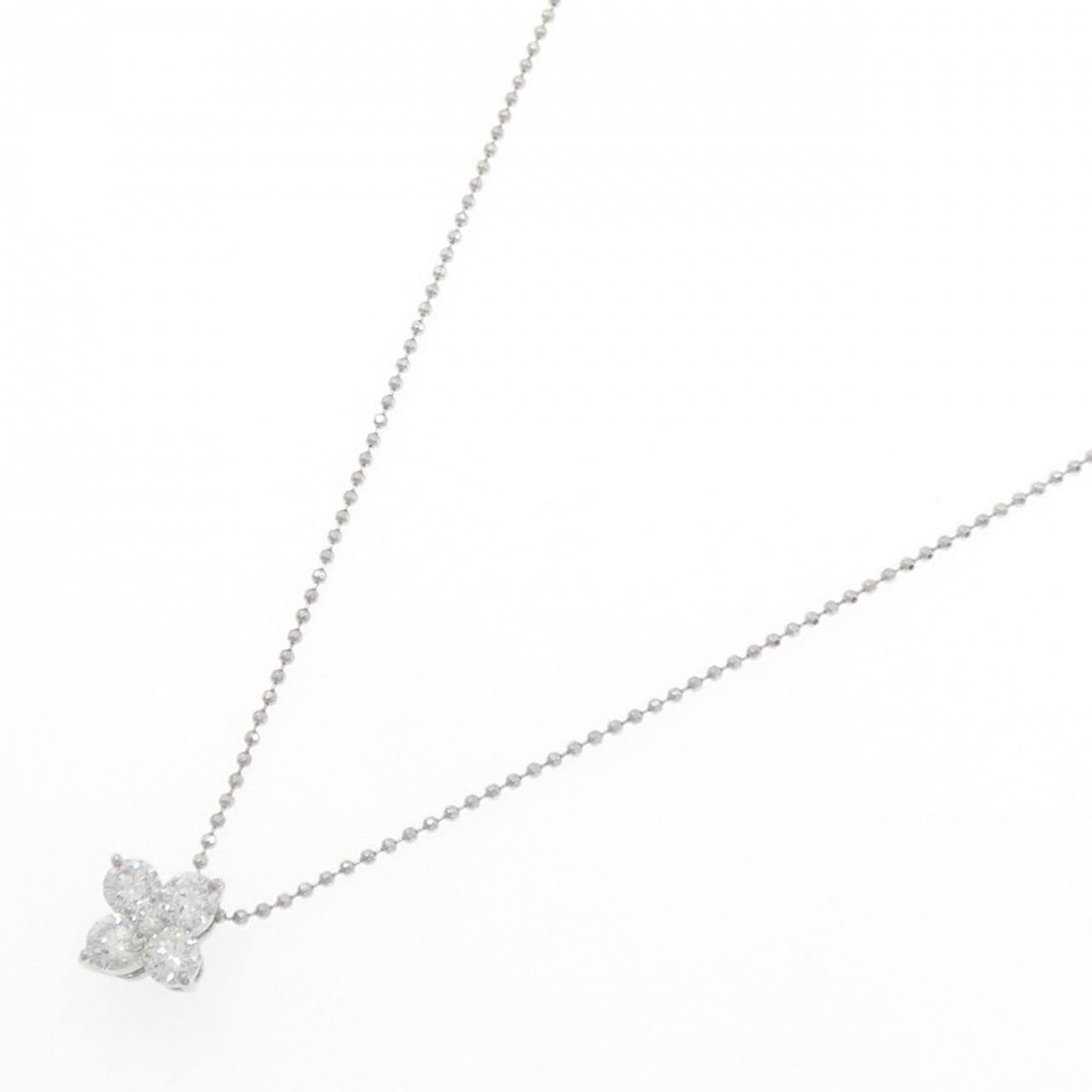 PT900/PT850 フラワー ダイヤモンド ネックレス 0.55CT