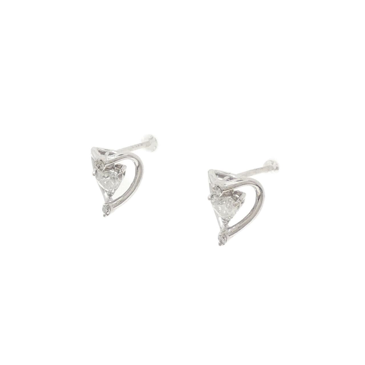 K18WG ハート ダイヤモンド ピアス 0.42CT