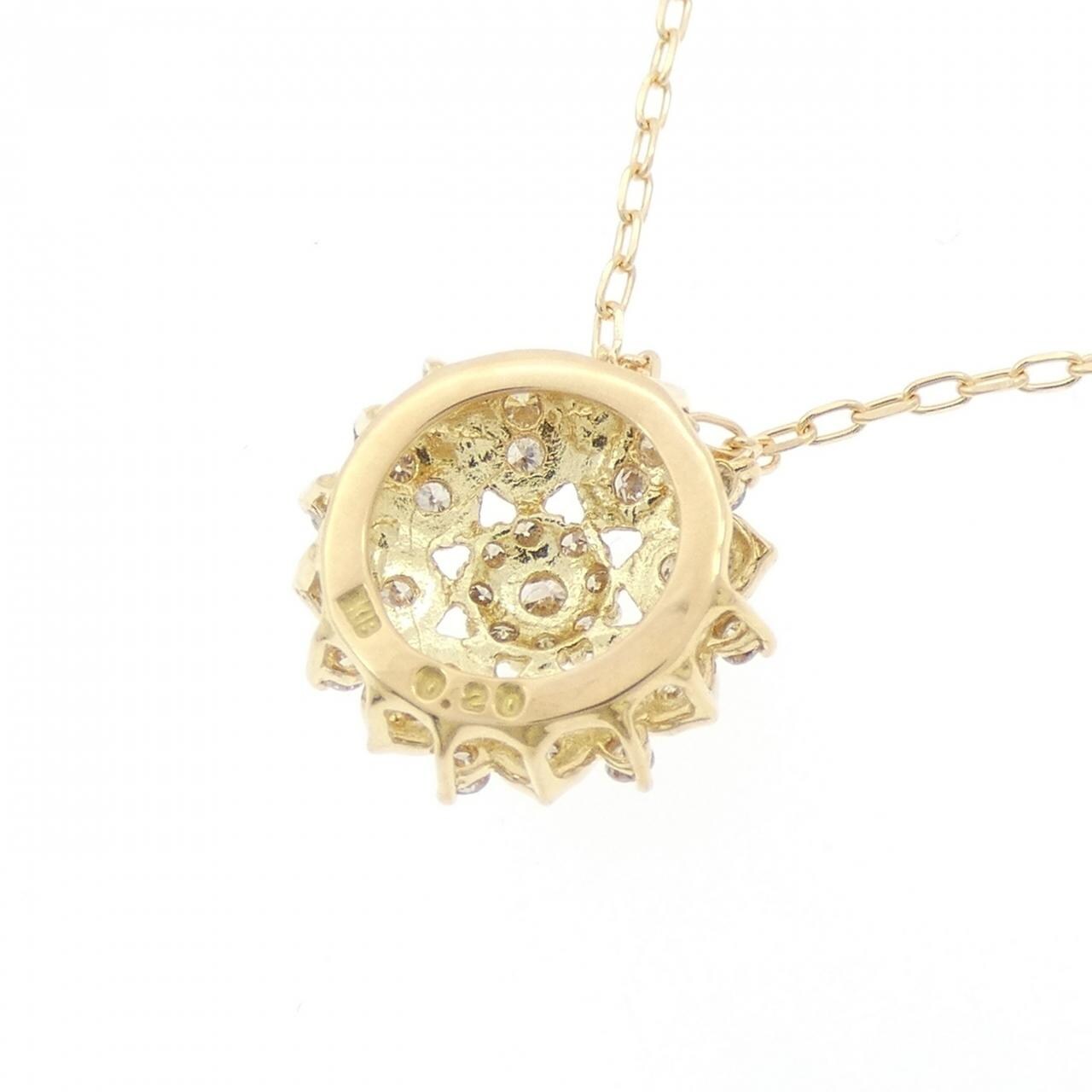 K18YG フラワー ダイヤモンド ネックレス 0.20CT
