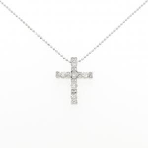 K18WG クロス ダイヤモンド ネックレス 0.72CT