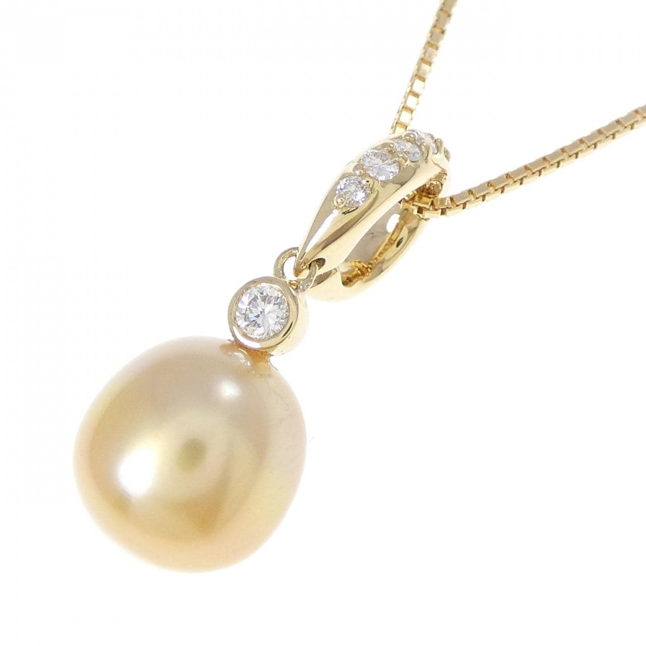 K18YG 白蝶パール ネックレス 10.6mm