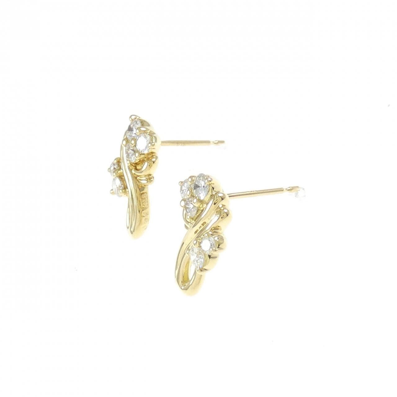 K18YG flower Diamond earrings 0.63CT