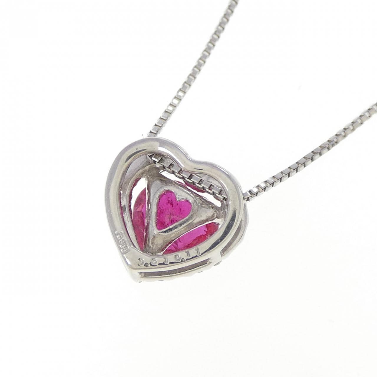 PT900/PT850 ハート ルビー ネックレス 0.51CT