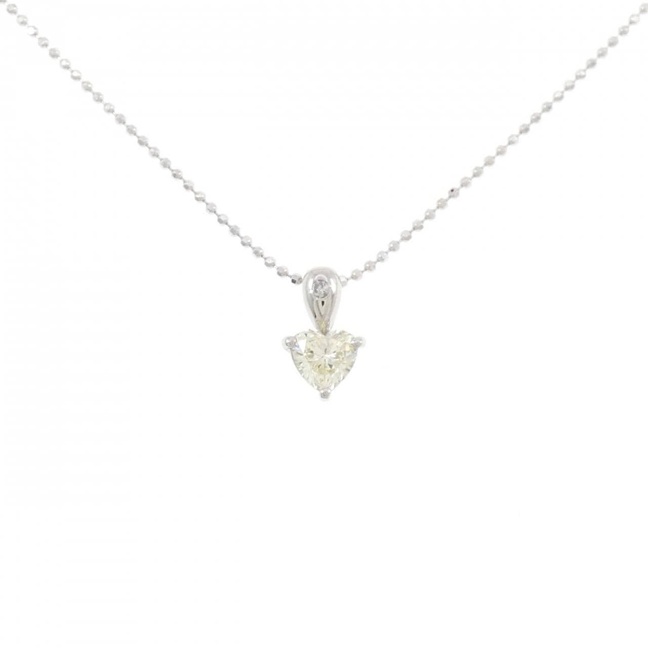 PT900/K18WG ハート ダイヤモンド ネックレス 0.464CT