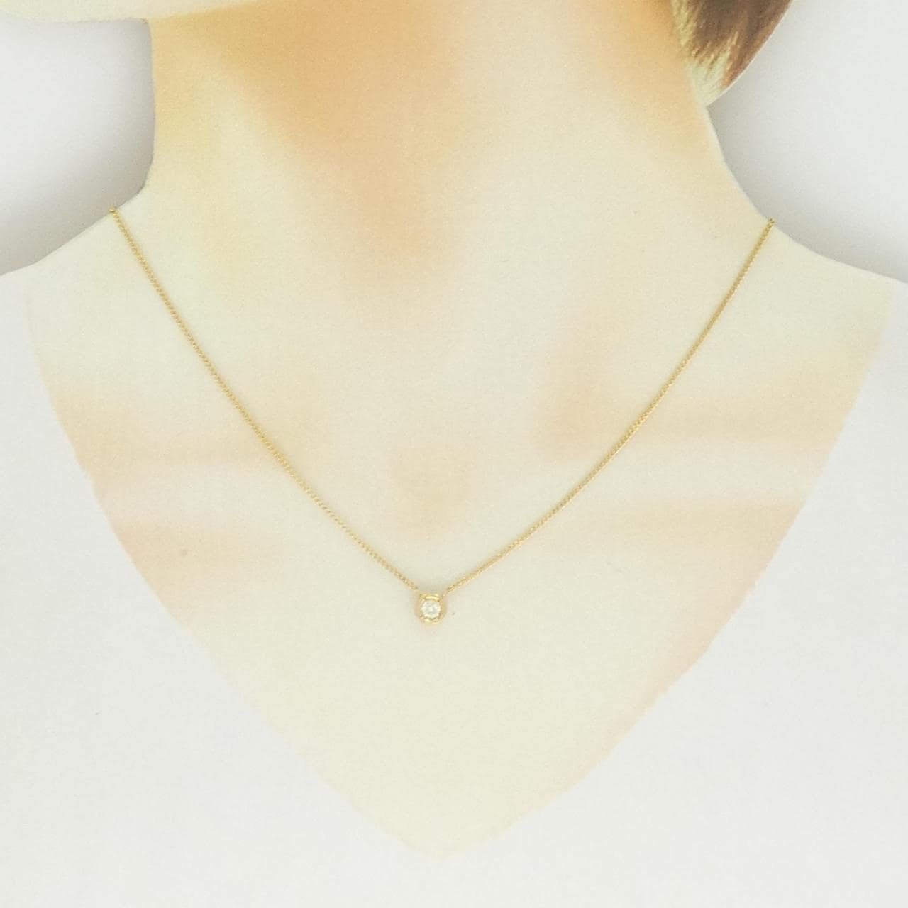 K18YG ソリティア ダイヤモンド ネックレス 0.16CT