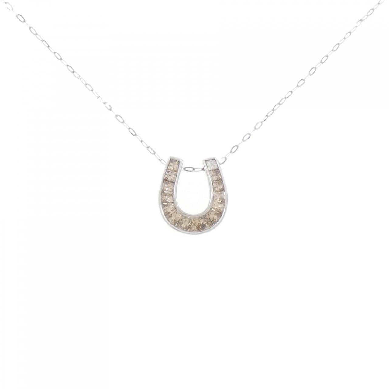 K18WG Horseshoe Diamond Necklace