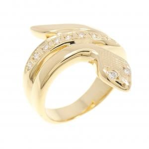 K18YG スネーク ダイヤモンド リング 0.13CT