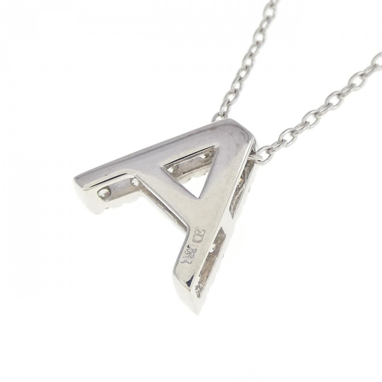 750WG/K18WG Initial A Diamond Necklace