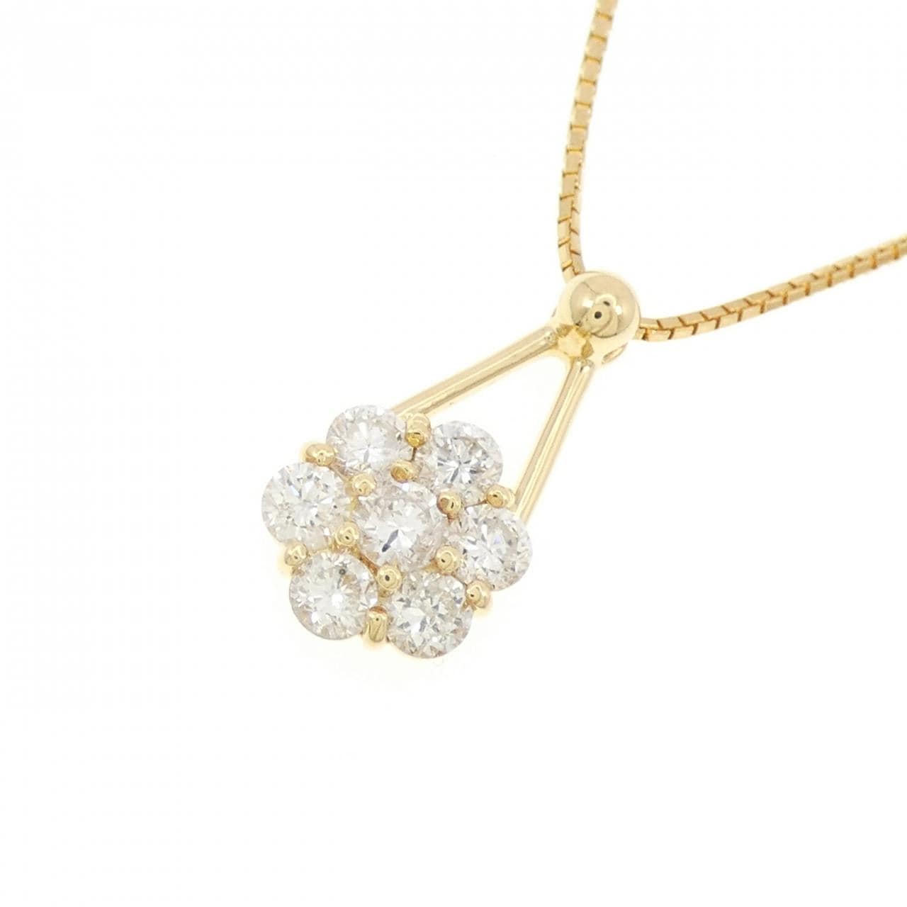 K18YG フラワー ダイヤモンド ネックレス 1.00CT