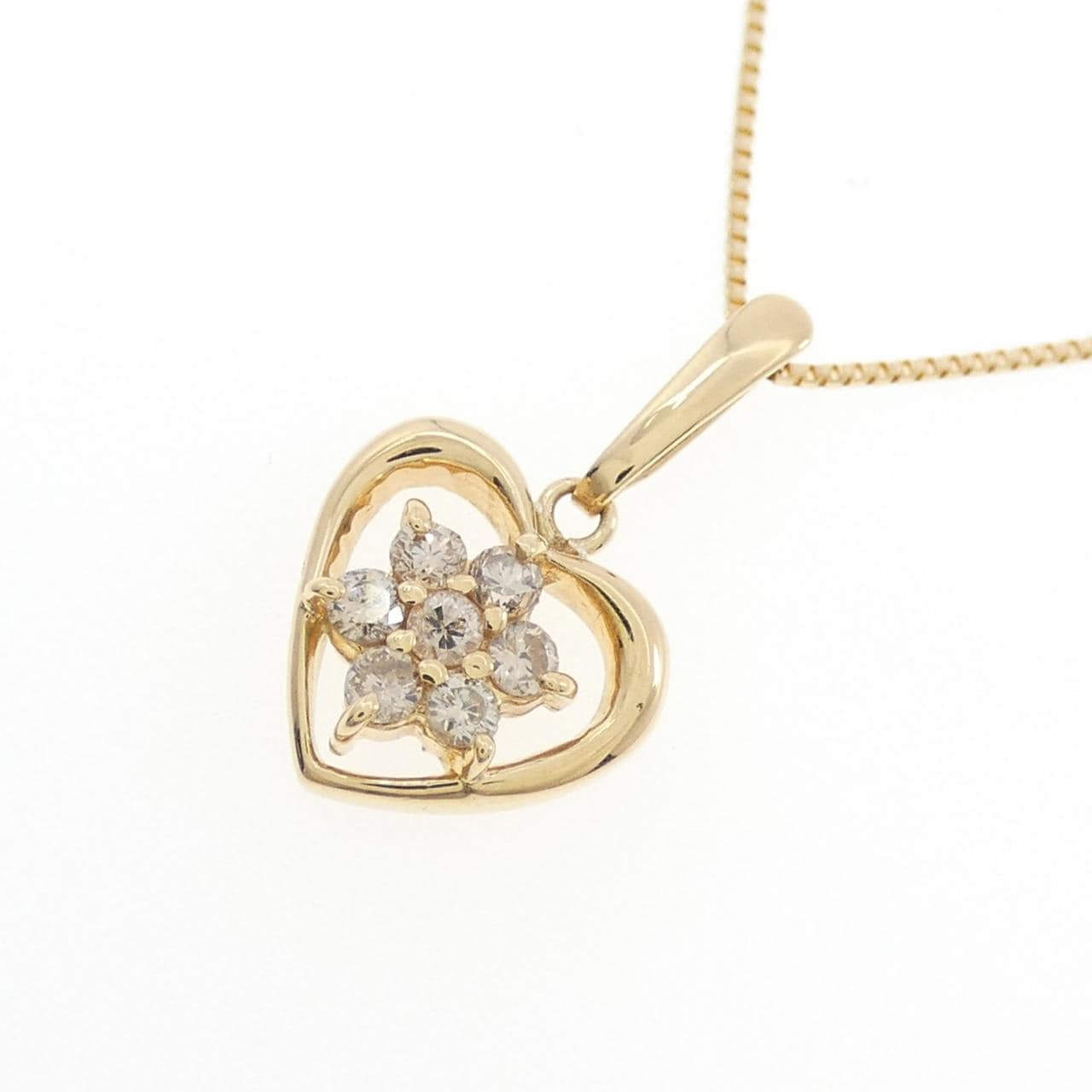K18YG ハート ダイヤモンド ネックレス