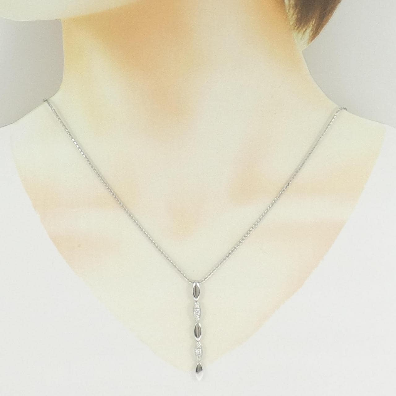 K18WG ダイヤモンド ネックレス 0.22CT