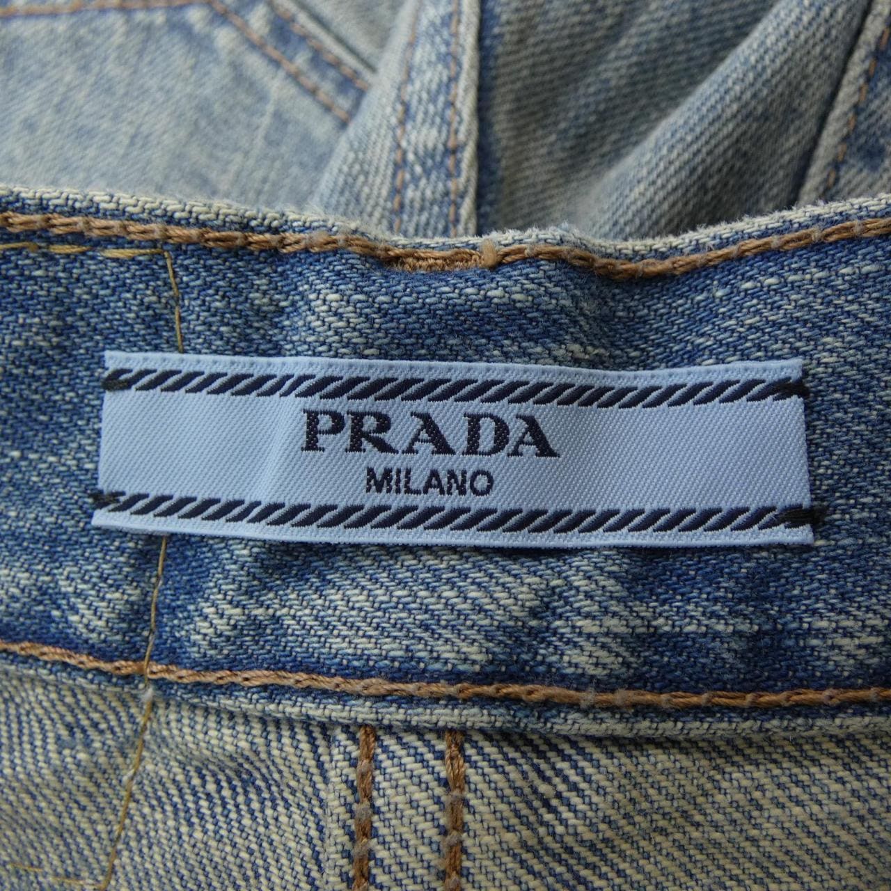 プラダ PRADA ブリーチ加工デニム アーカイブロゴ GFP535 SUOO 1703 ショートパンツ