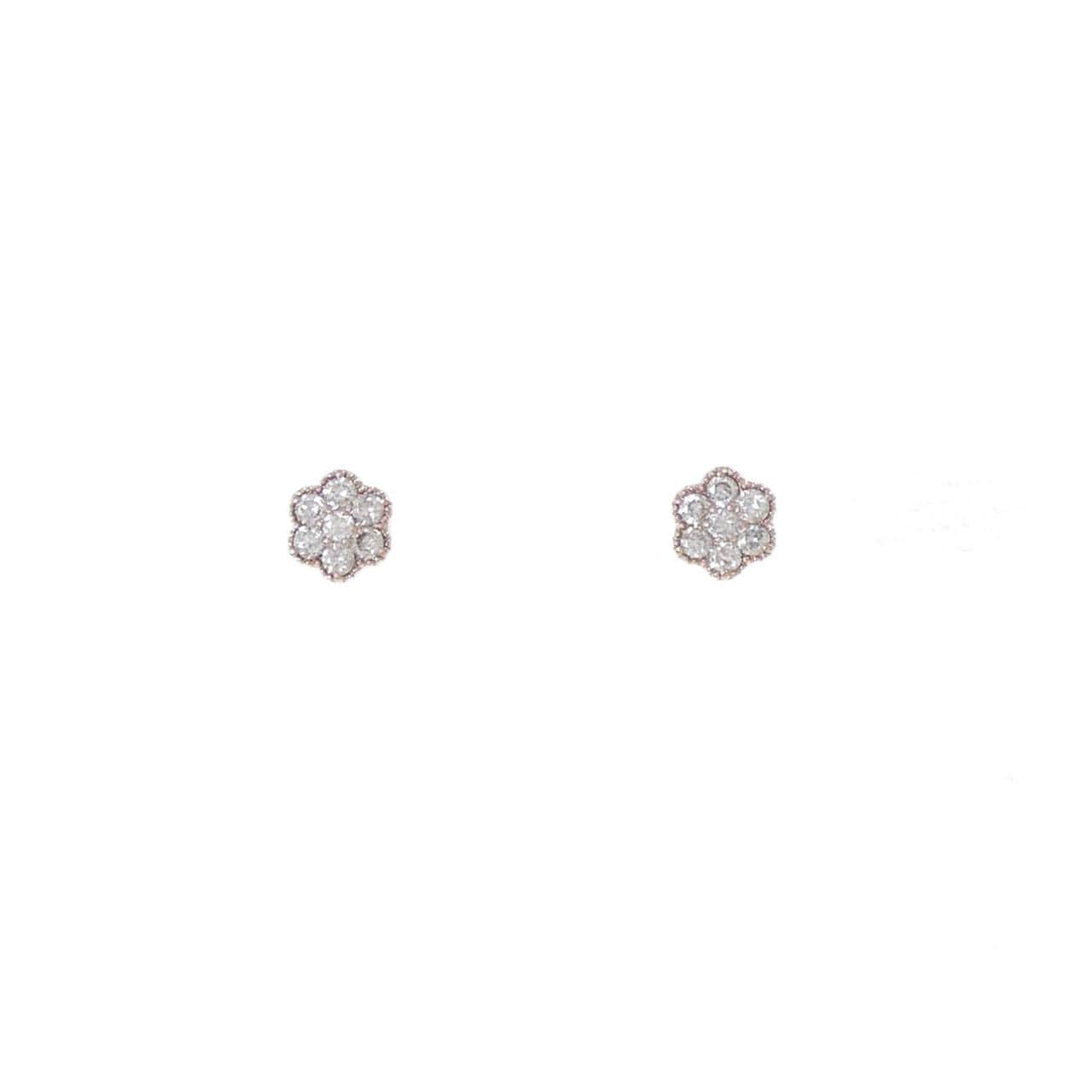 クミキョク フラワー ダイヤモンド ピアス 0.14CT