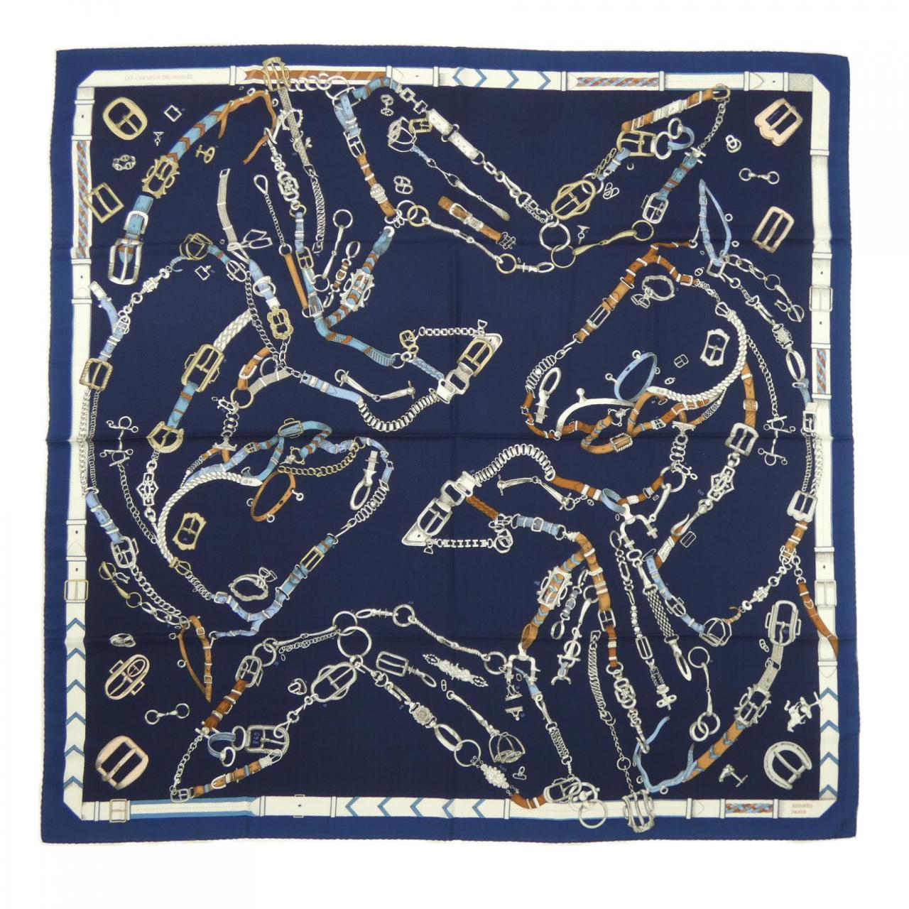 エルメス HERMES LES CHEVAUX DECHAINES H244096S カレジェアン140 ショール