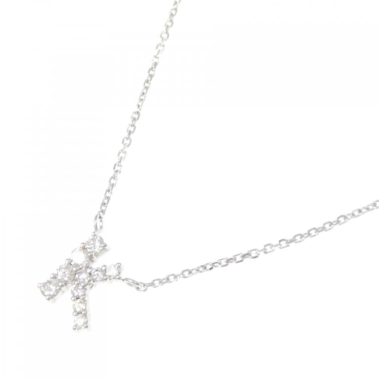 K18WG イニシャルK ダイヤモンド ネックレス 0.15CT