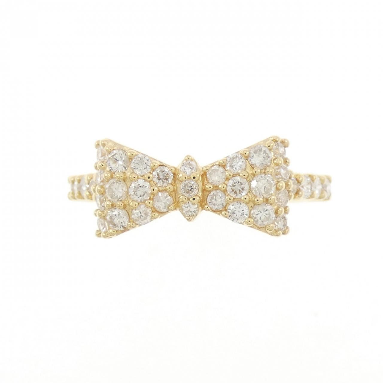 K18YG パヴェ リボン ダイヤモンド リング 0.50CT