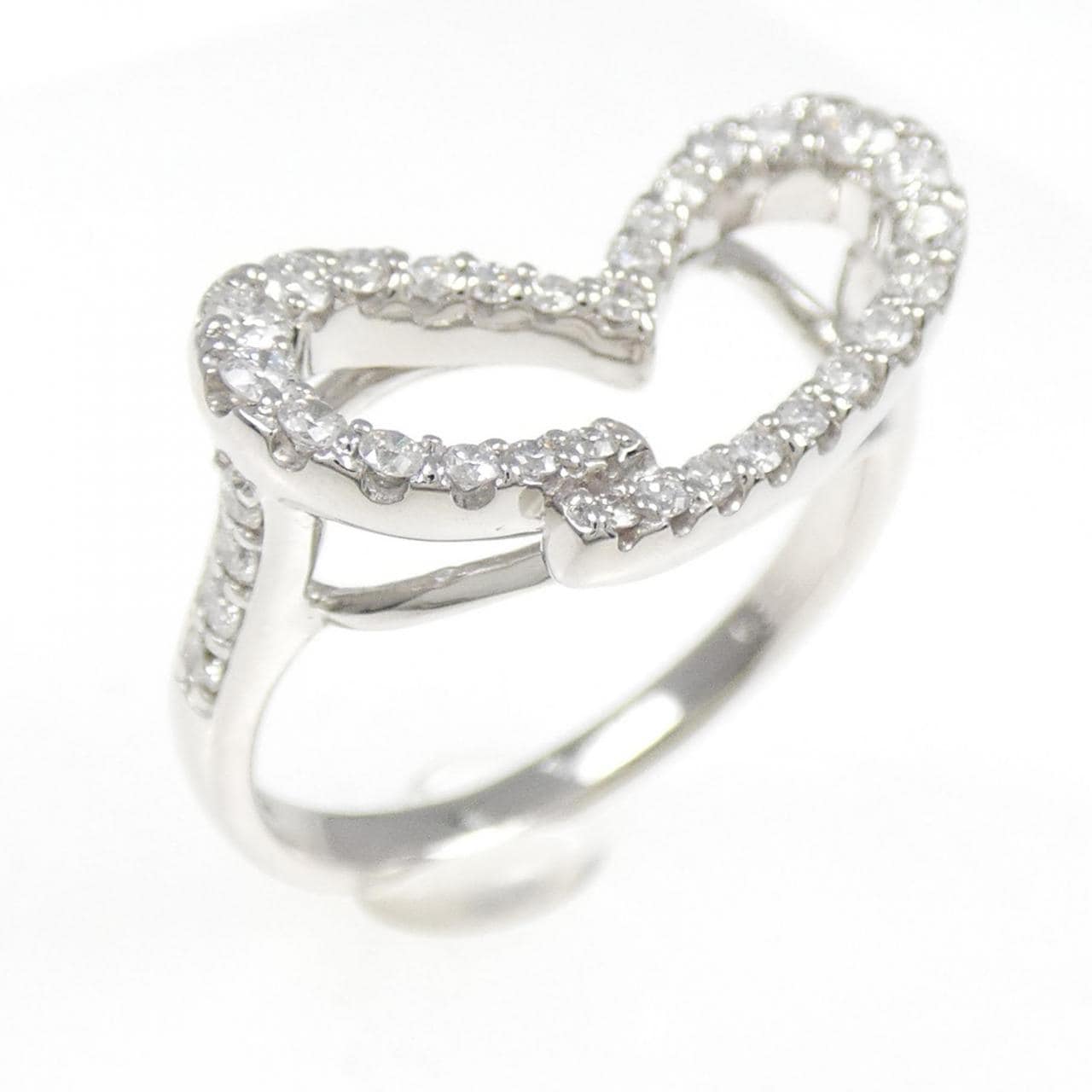 K18WG Heart Diamond Ring 0.39CT