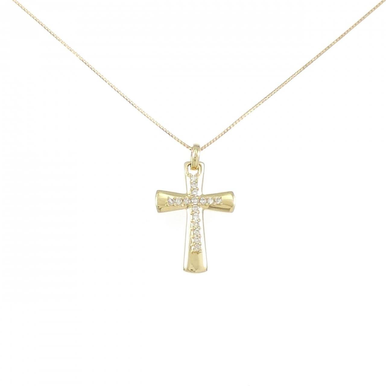 K18YG クロス ダイヤモンド ネックレス 0.12CT