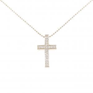K18PG クロス ダイヤモンド ネックレス 0.18CT