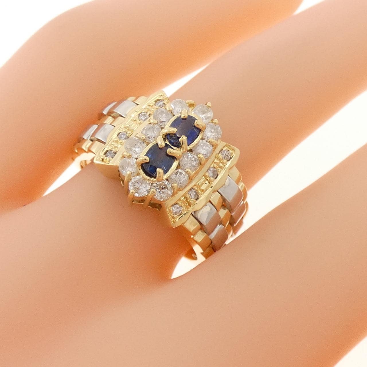 K18YG/PT900 サファイヤ リング 0.32CT