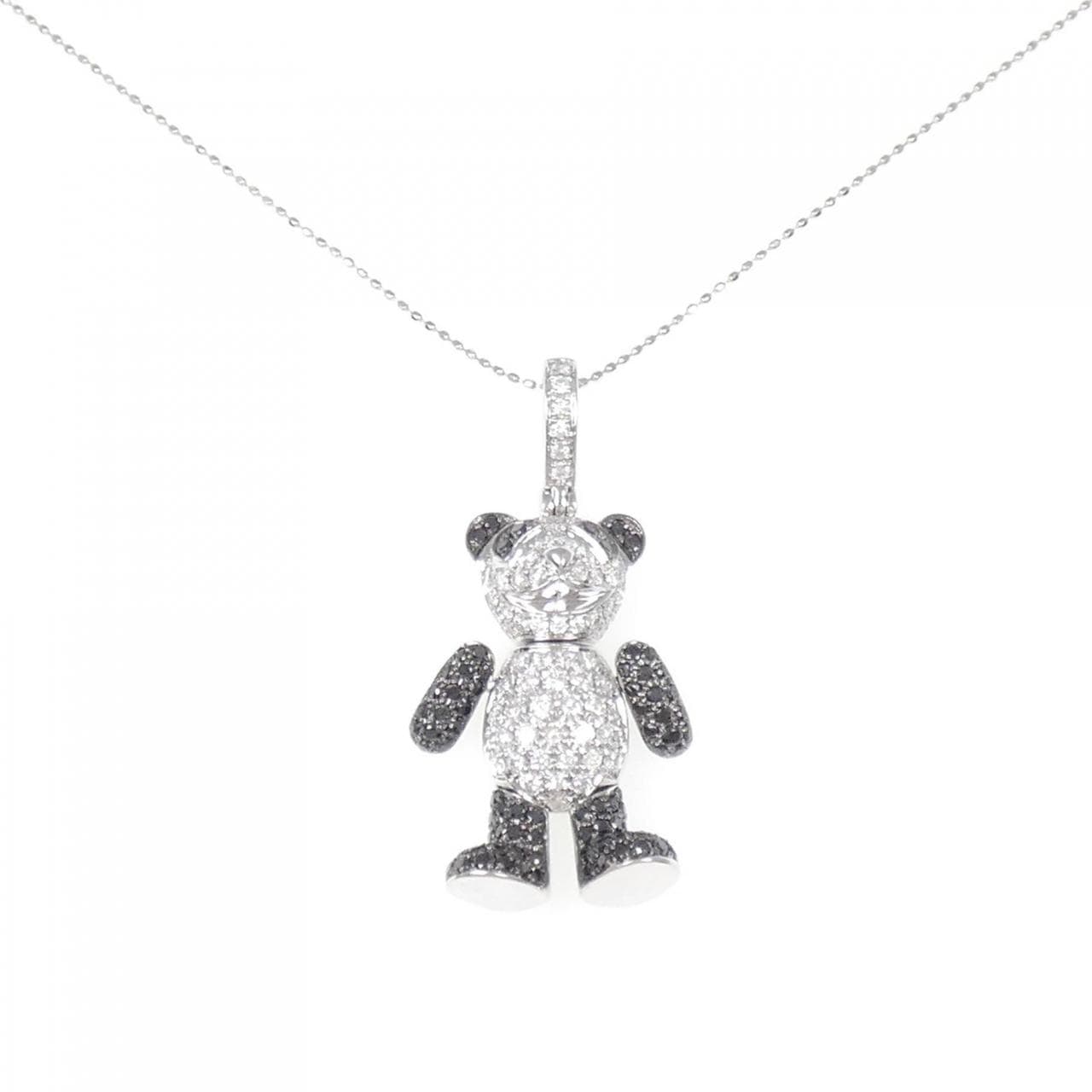 K18WG/K18BG パンダ ダイヤモンド ネックレス 0.92CT