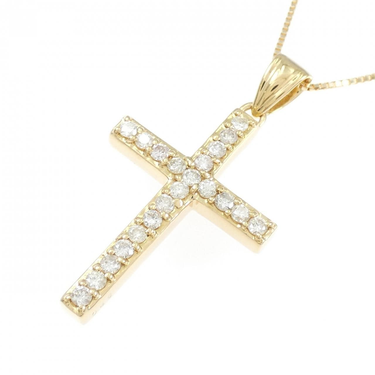 K18YG クロス ダイヤモンド ネックレス 0.45CT