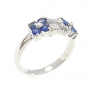 PT900 フラワー サファイヤ リング 0.50CT