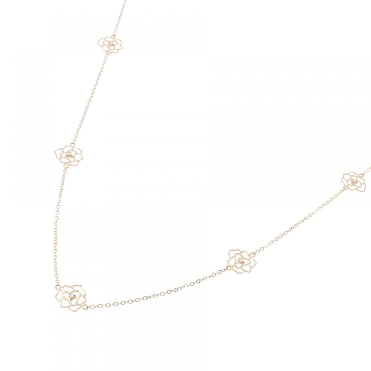 K18PG ローズ ダイヤモンド ネックレス 0.12CT